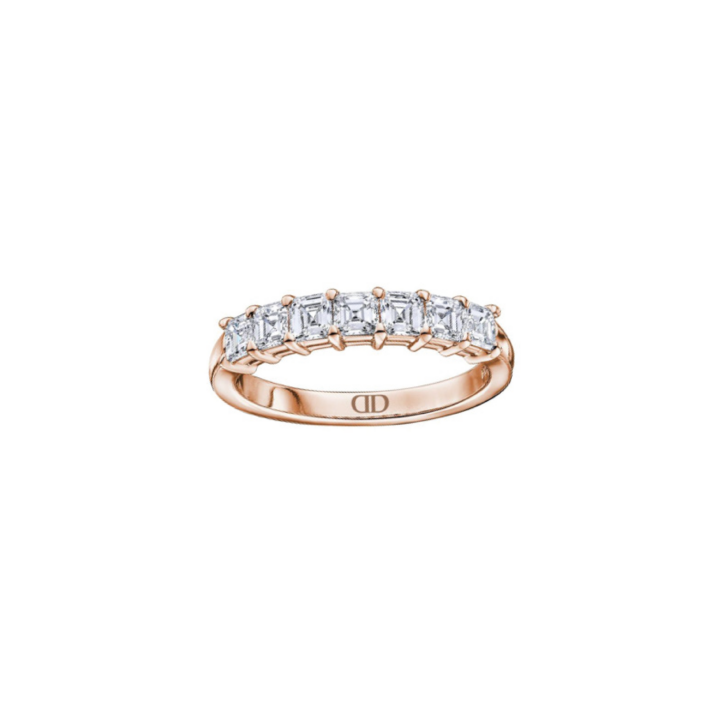 Rose gold ascher cut diamond ring