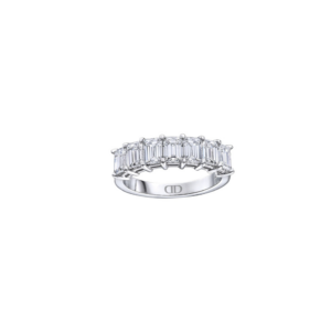 Platinum Band with Emerald Cut Diamonds