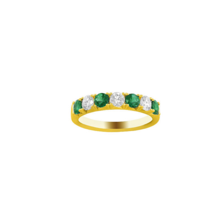 Alternating emerald diamond ring