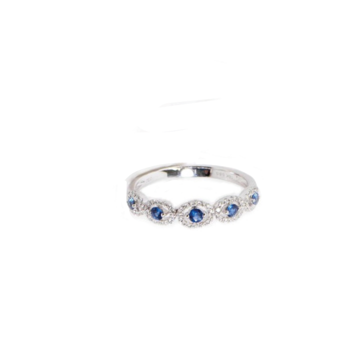 blue sapphire dainty diamond halo ring