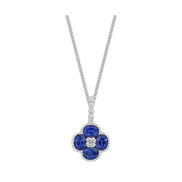 Blue Sapphire and Diamond Alhambra Necklace