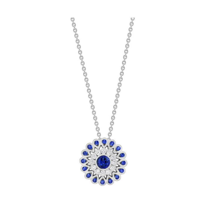blue sapphire floral pendant