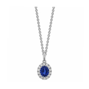 blue sapphire diamond set in white gold