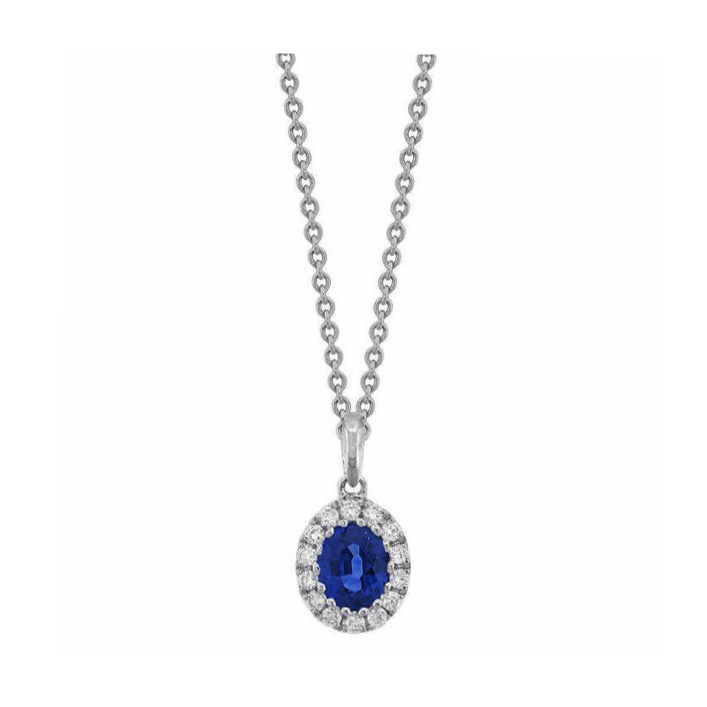 blue sapphire diamond set in white gold
