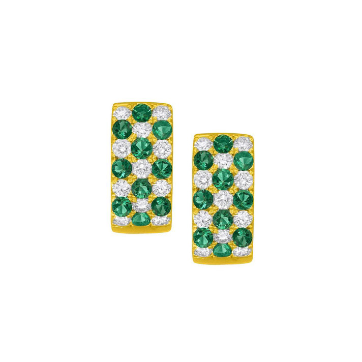 Emerald Diamond Checkerboard Earrings