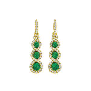 Emerald Triple Drop Earrings