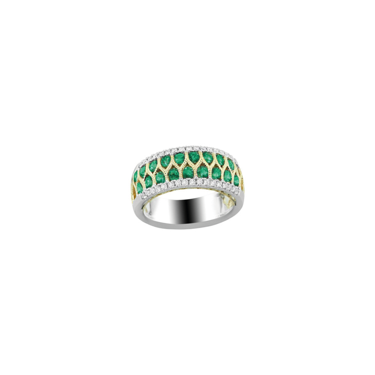 honeycomb style colombian emerald ring