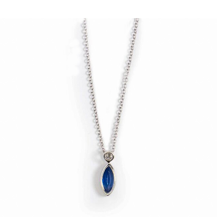 Marquise shaped blue sapphire necklace