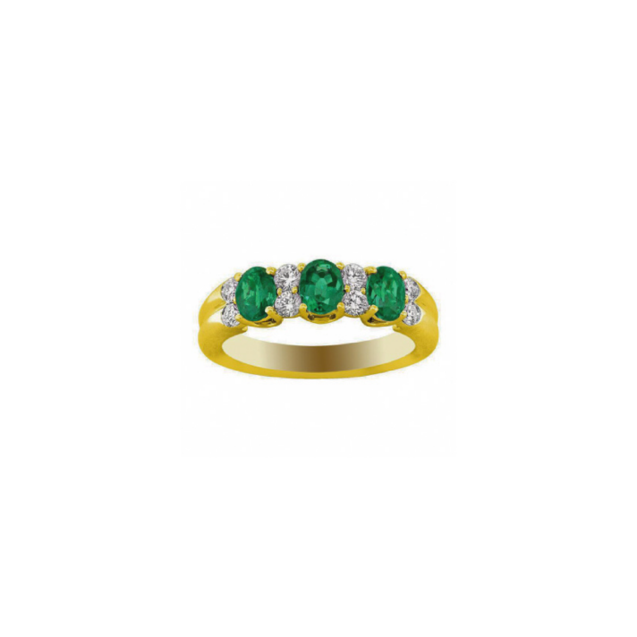 Oval colombian emerald and diamond accent gold ring