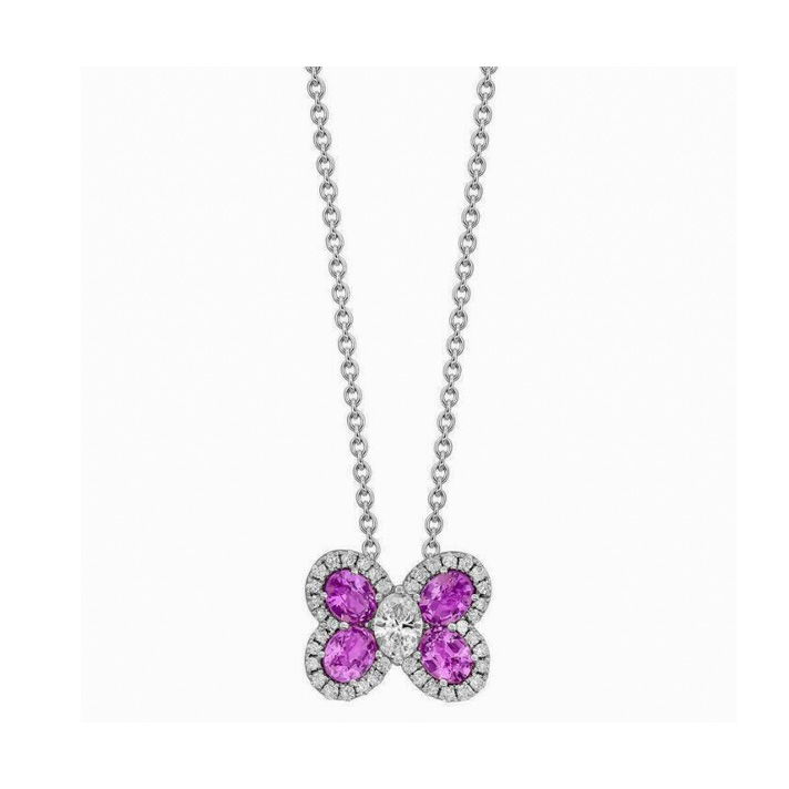 Pink Sapphire butterfly necklace