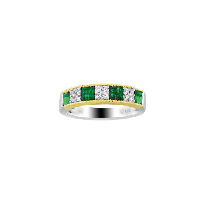 Princess Cut Emerald Diamond Two Tone Gold ring