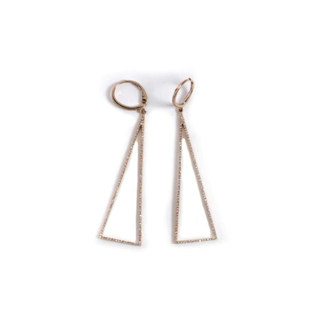 Diamond and rose gold triangle earrings