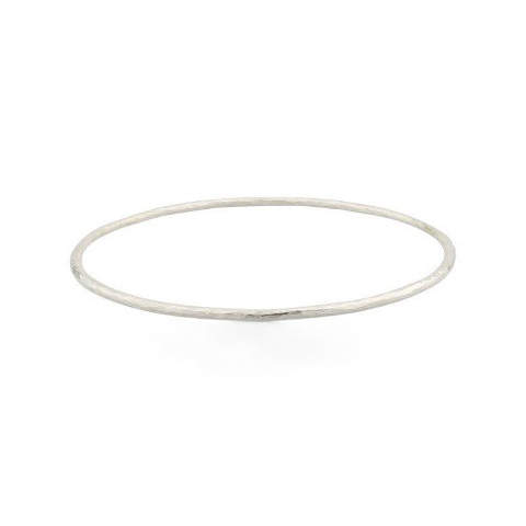 Dainty solid silver bangle with hammered finish UPDATED