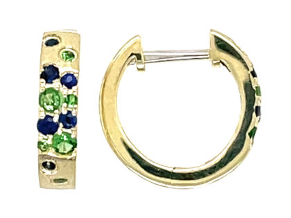 Sapphire and Tsavorite Huggie Earrings