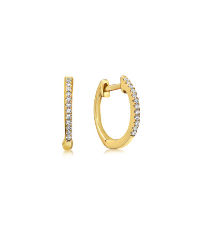 Yellow Gold Diamond Huggie Earrings