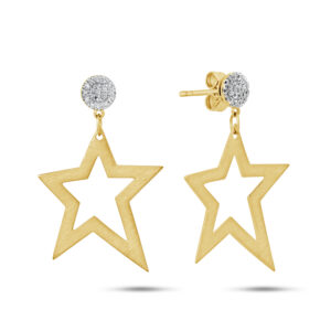 Diamond Rock & Star Dangle Earrings