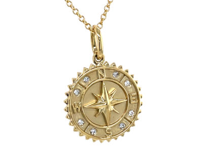 Diamond Compass Medallion Pendant