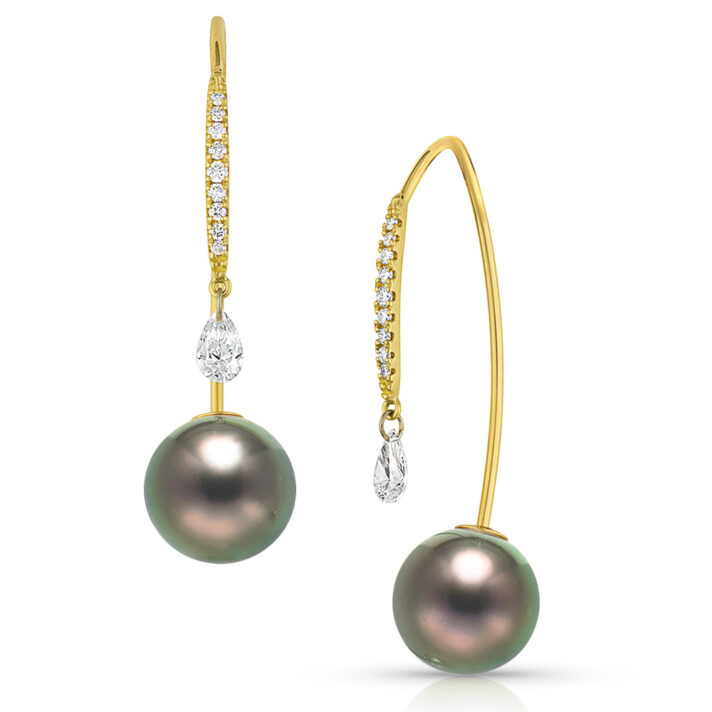 Diamond Earrings with Pearl Base