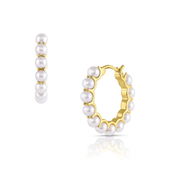 Yellow Gold Pearl Earrings