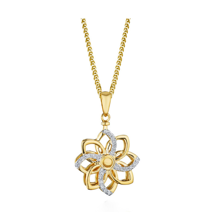 floral yellow gold spinner necklace