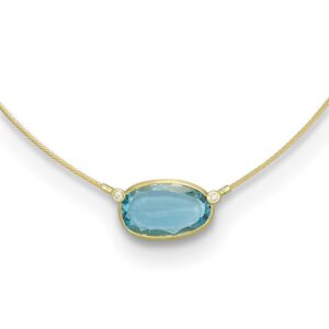 Twisted Wire Omega Necklace With Bright Blue Topaz Center