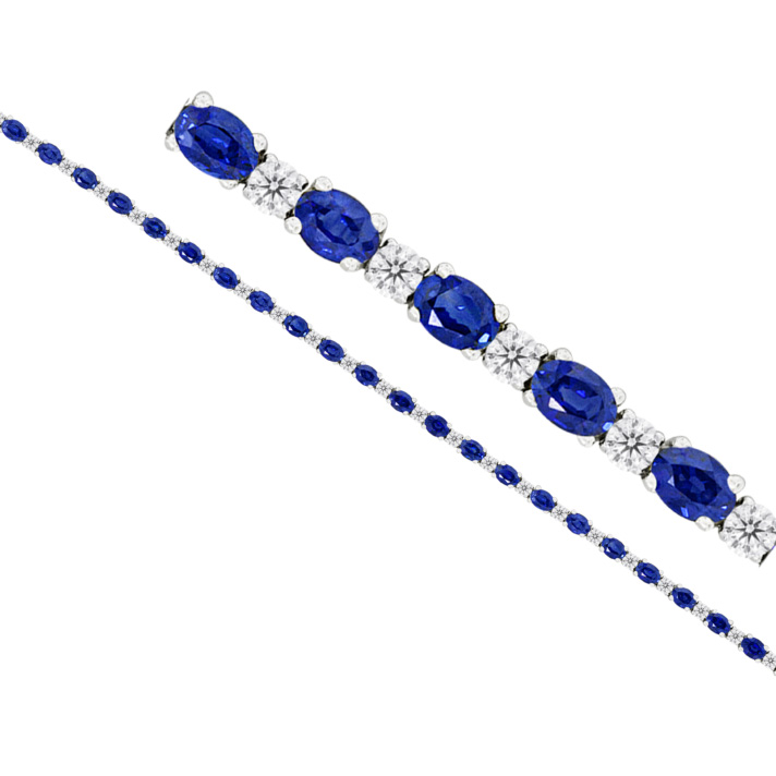 Blue Sapphire and Diamond Line Bracelet UPDATED