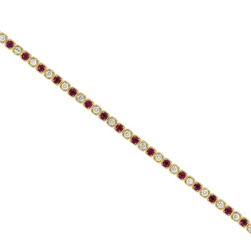 Red Ruby and Diamond Line Bracelet UPDATED
