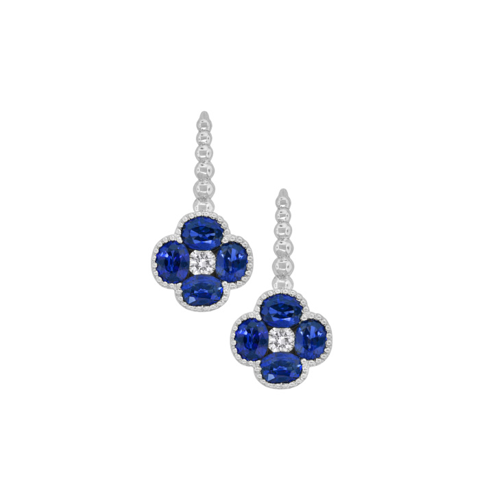 Brilliant Sapphire and Diamond Alhambra Earrings