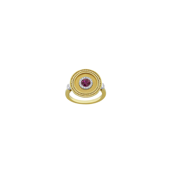 Classic Disc Ring with a Ruby Center