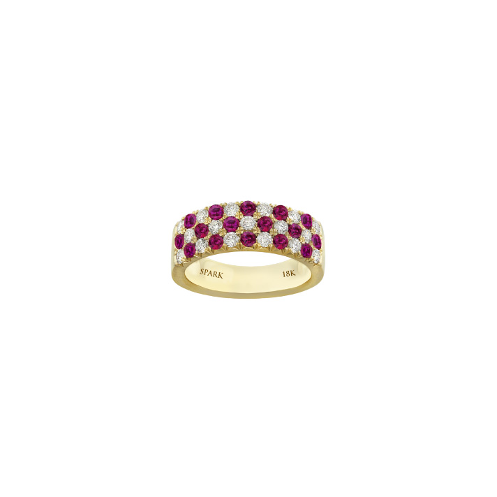 Classic Ruby and Diamond Checkerboard Ring