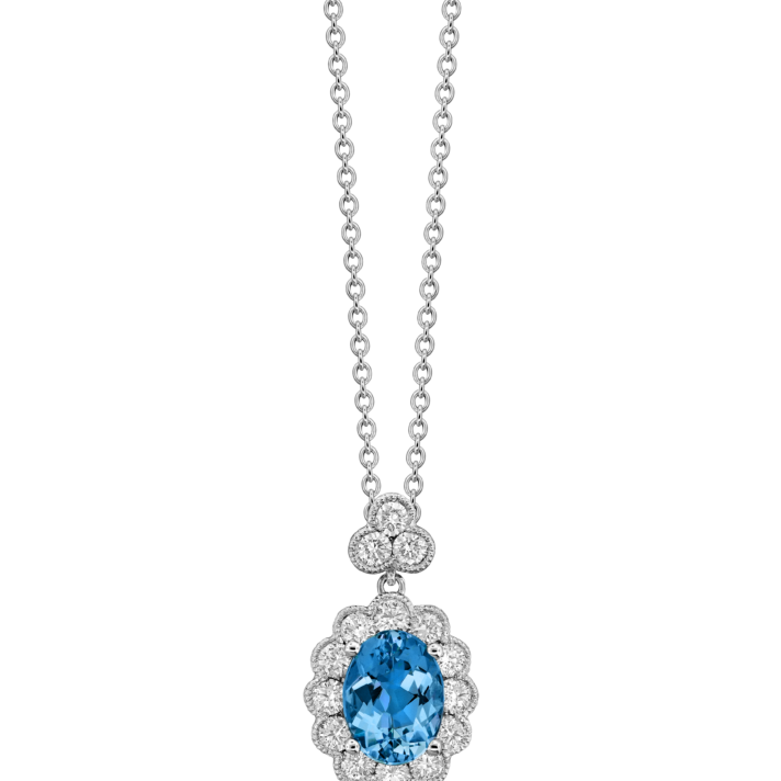 Blue Aquamarine Pendant Necklace