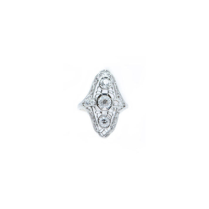 Vintage Estate Ring with Mine-Cut Diamonds